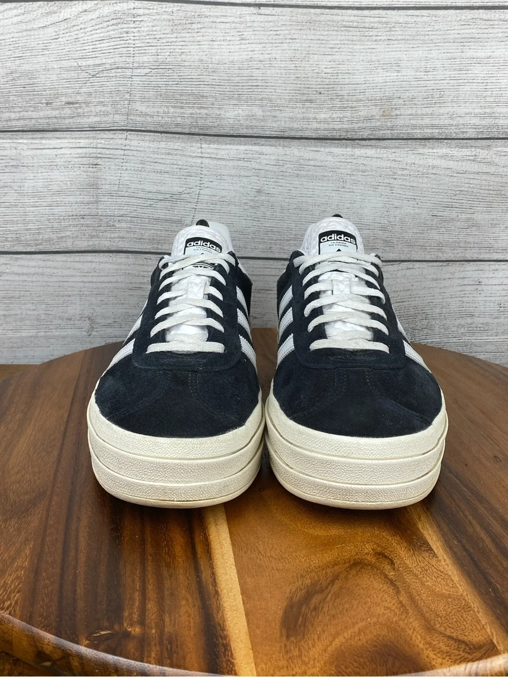 adidas Gazelle Bold Black White Platform Sneakers HQ6912 Women’s Shoe Size 9